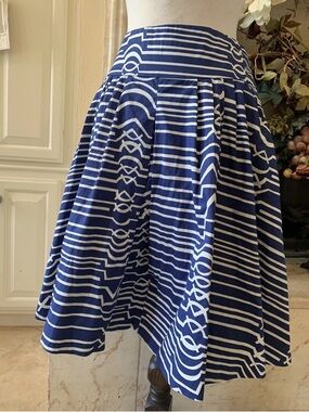 Maeve Navy and White Striped Pattern Circle Skirt